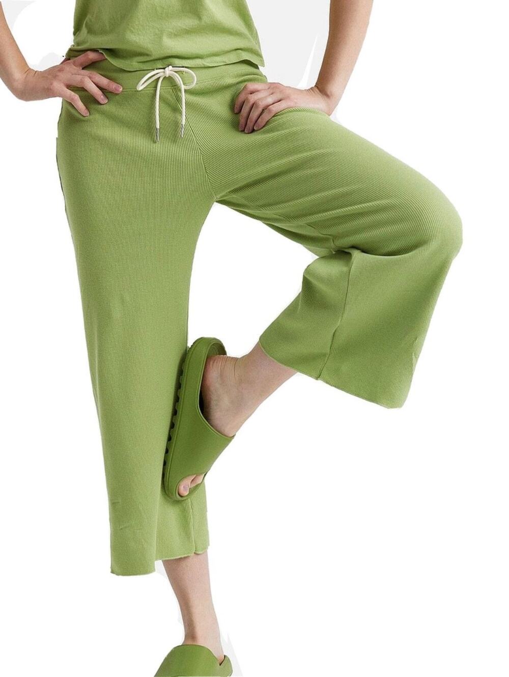 Mate The Label Organic Thermal Wide leg pants Pistachio